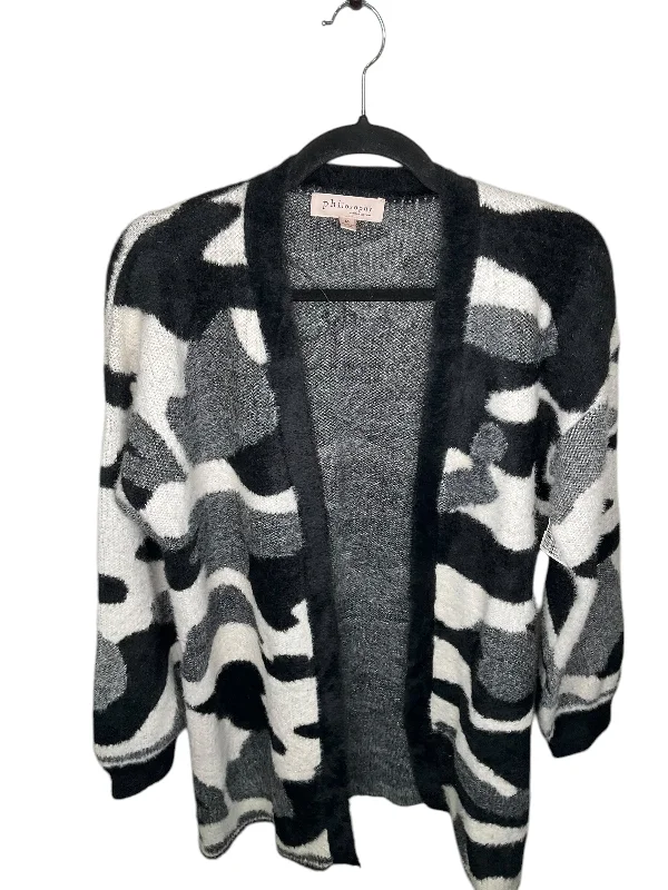 Sweater Cardigan By Philosophy In Black & White, Size: M