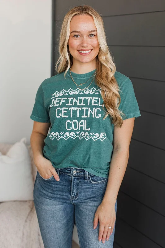 "Definitely Getting Coal" Graphic Tee- Light Emerald