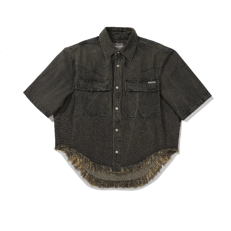 Denim Short Sleeve Shirt - Black