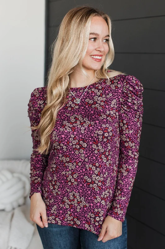 Here's To Forever Floral Top- Dark Purple