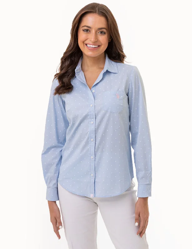 DOT PRINT LONG SLEEVE POPLIN SHIRT