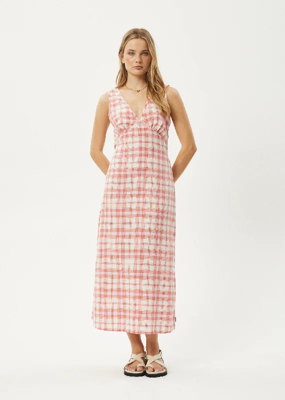 AFENDS Womens Kayla - Check Maxi Dress - Pink Check