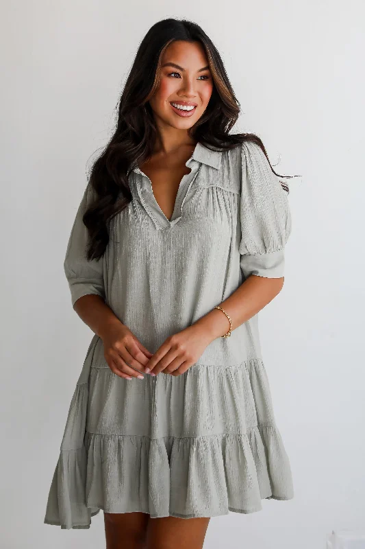 FINAL SALE - Enviable Sweetness Sage Mini Dress