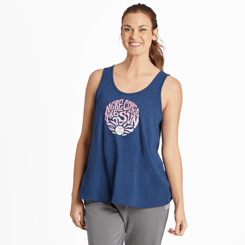 Women's Trippy Here Comes the Sun Textured Slub Tank