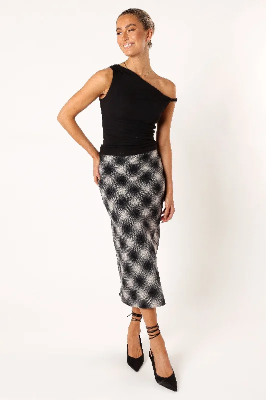 Ursula Plaid Skirt - Charcoal