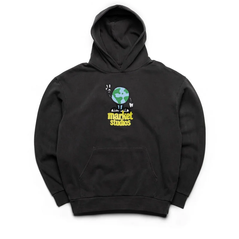 Market World Peace Hoodie - Washed Black