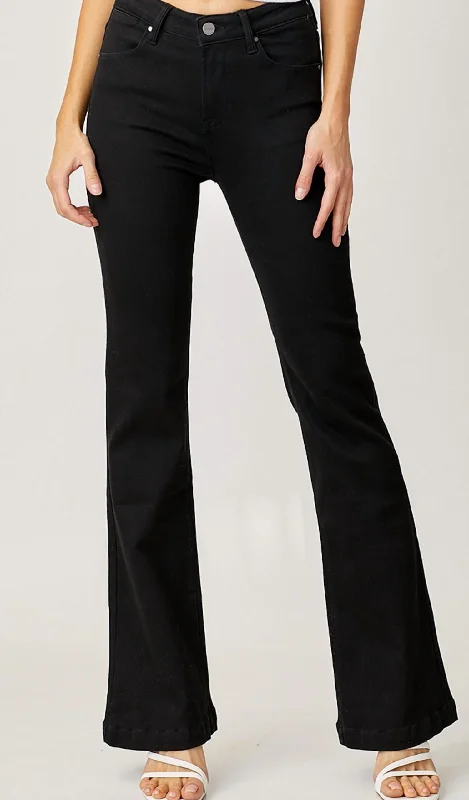 Mid Rise Bootcut Jeans In Black