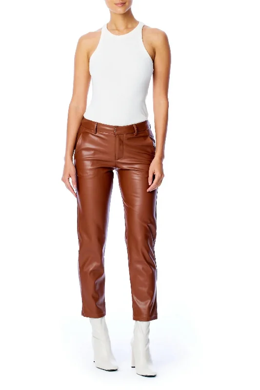 Franny Vegan Leather Trouser In Chestnut