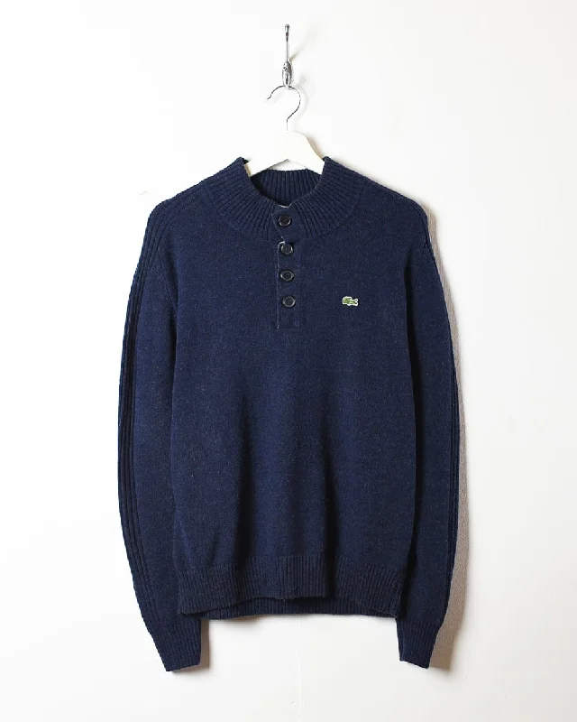 Lacoste Knitted Wool 1/4 Button Sweatshirt - Medium