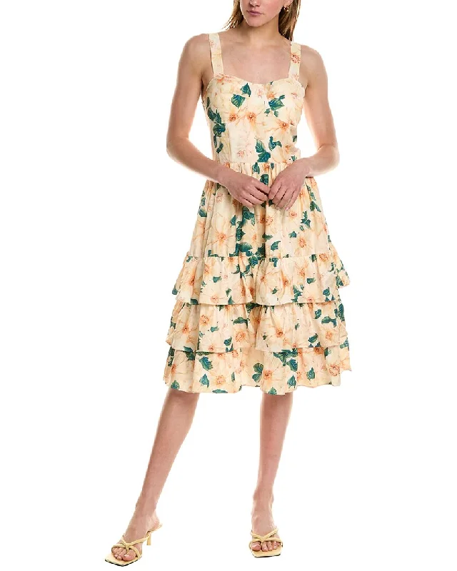 70/21 Sunflower Ruffle Midi Dress