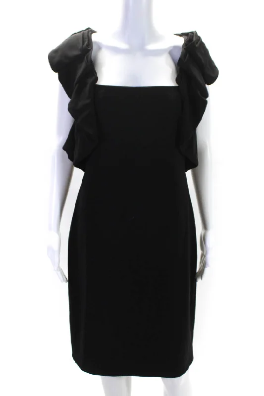 Badgley Mischka Womens Sculpted Shoulder Sheath Black