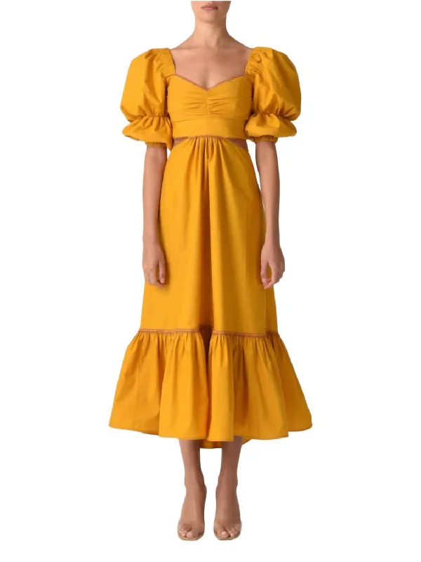 Peggie Midi Dress In Marigold