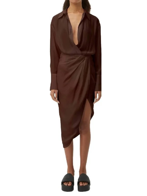 Puno Midi Dress In Brown