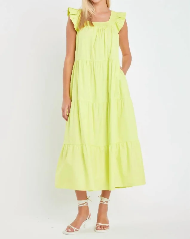 Rio Midi Dress In Lime