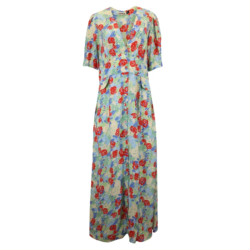 Rixo Jackson Crepe Midi Dress In Floral Print Viscose