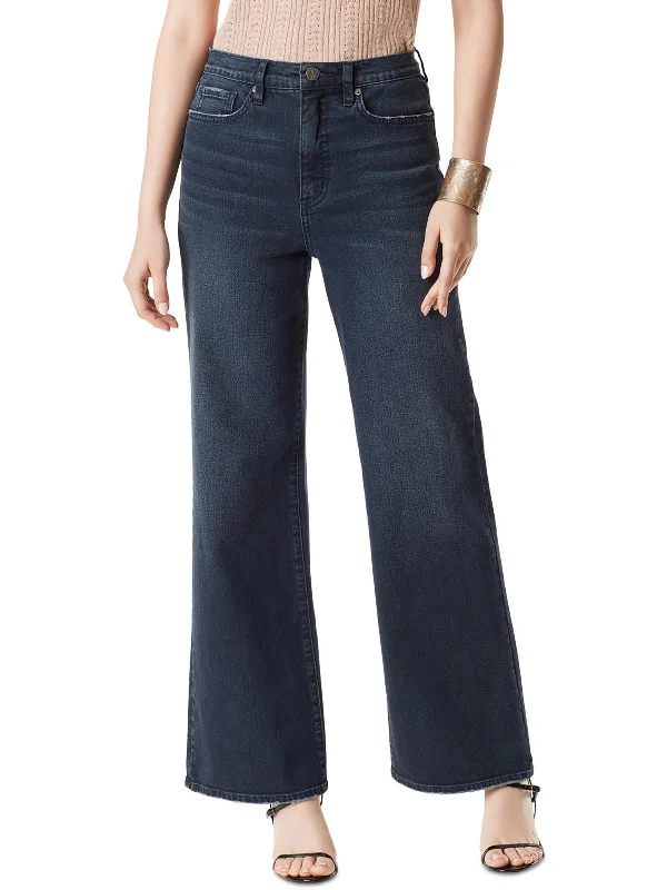 Womens High Rise Dark Wash Wide Leg Jeans