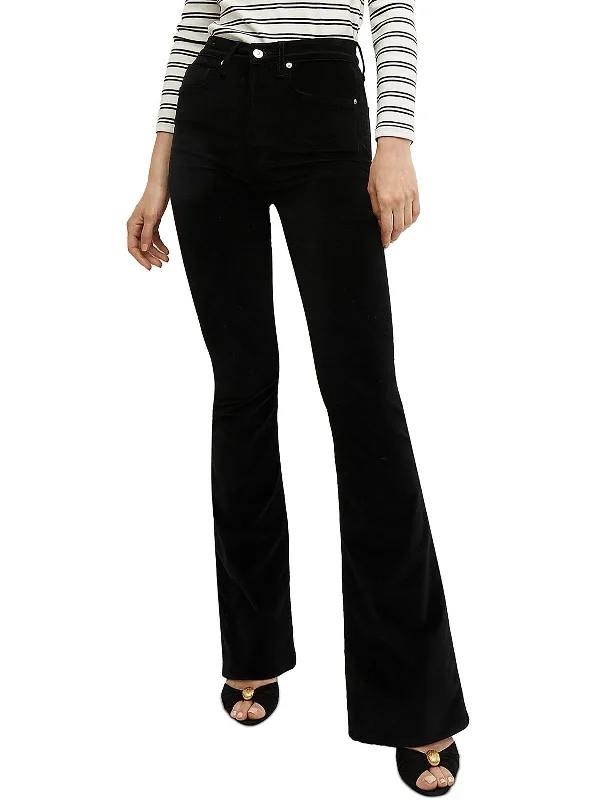 Womens Velvet Bell Bottoms Flared Jeans