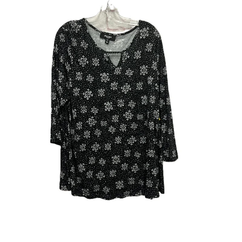 Top 3/4 Sleeve By Chelsea Studio In Black, Size: L