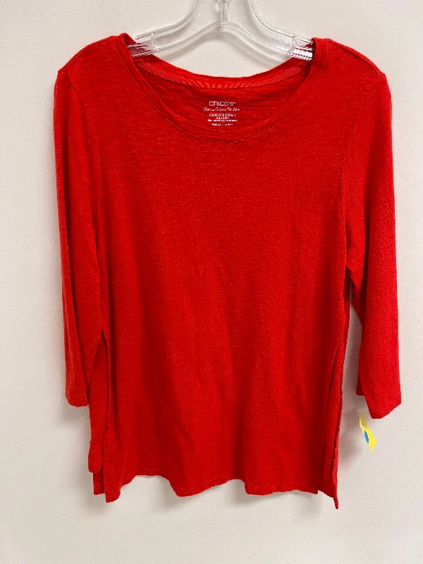 Top Long Sleeve Basic By Chicos In Red, Size: M