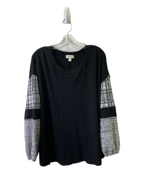 Top Long Sleeve Basic By Style And Company In Black & White, Size: L