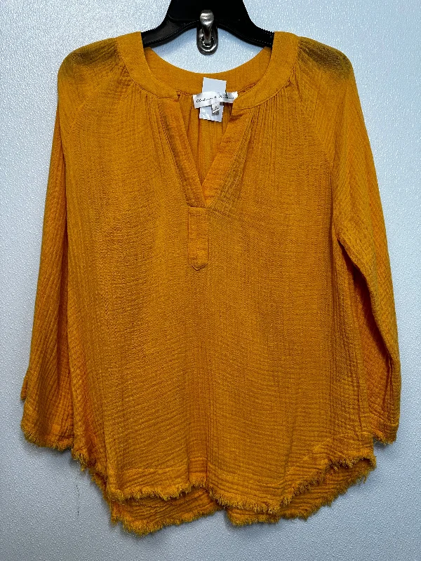 Top Long Sleeve By Chelsea And Theodore In Orange, Size: S