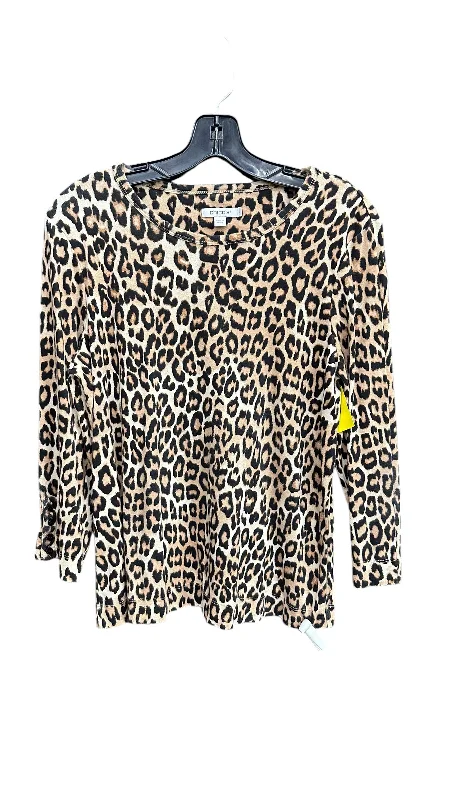 Top Long Sleeve By Chicos In Leopard Print, Size: L