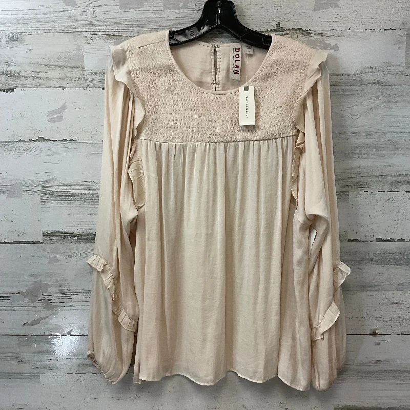 Top Long Sleeve By Dolan Left Coast In Beige, Size: Xl