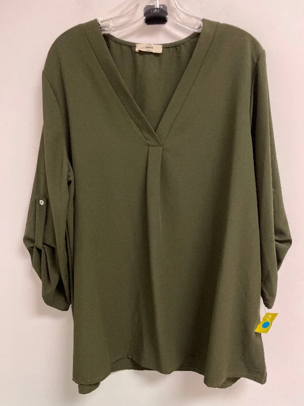 Top Long Sleeve By Entro In Green, Size: 1x