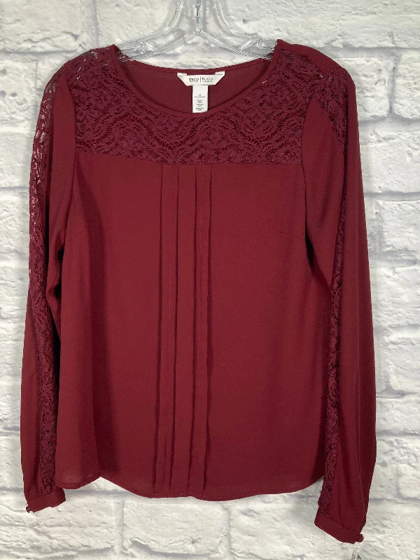 Top Long Sleeve By White House Black Market In Maroon, Size: S