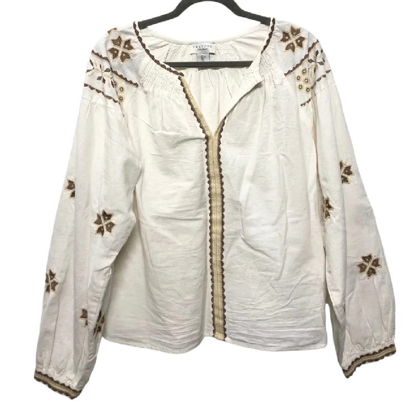 Top Ls By Calypso St Barth In Cream & White, Size:L