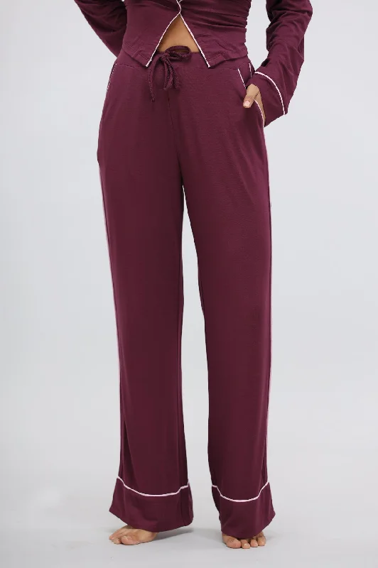 Wine Modal Piping Pajamas